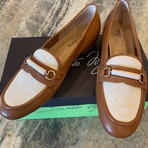 Sesto Meucci Nappa Leather Flats with Canvas Detail